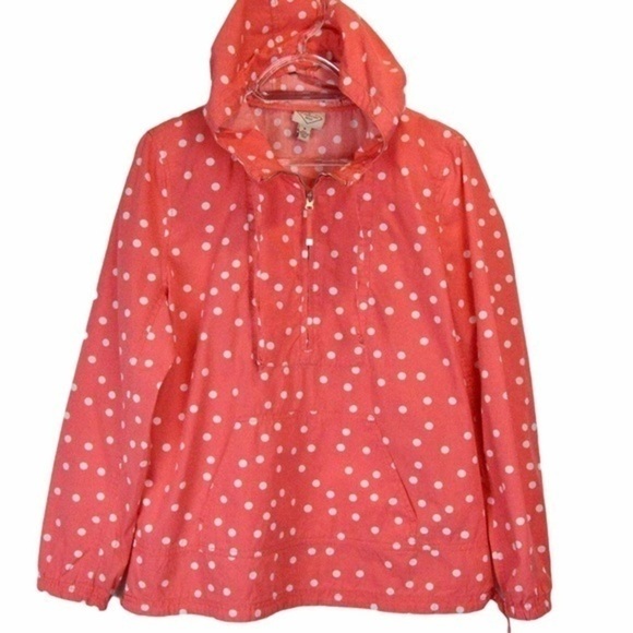 Cotton Polka Dot Anorak Jacket Half Zip Hooded Pullover, Small - Picture 12 of 12